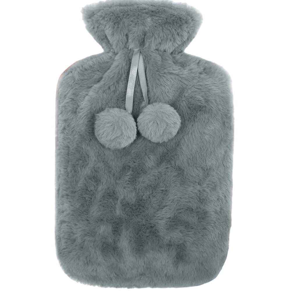 NATUURRUBBERKRUIK 2 LITER CUDDLESOFT POM POM GRIJS