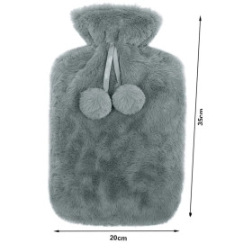 NATUURRUBBERKRUIK 2 LITER CUDDLESOFT POM POM GRIJS
