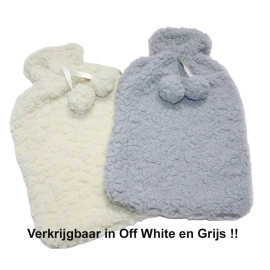 NATUURRUBBERKRUIK 2 LITER FLUFFY POM POM GRIJS