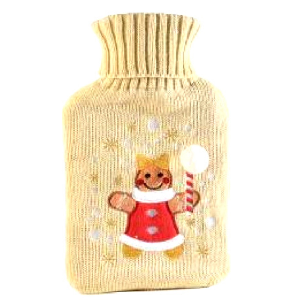 NATUURRUBBERKRUIK 0.7 LITER GEBREIDE HOES PEPERKOEK BEIGE MEISJE