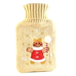NATUURRUBBERKRUIK 0.7 LITER GEBREIDE HOES PEPERKOEK BEIGE MEISJE