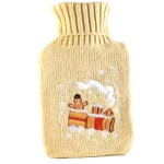 NATUURRUBBERKRUIK 0.7 LITER GEBREIDE HOES PEPERKOEK BEIGE TREIN
